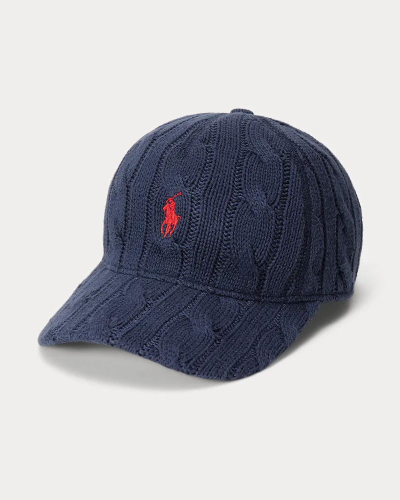 Ralph Lauren Baumwoll-Baseballkappe mit Zopfmuster Blue