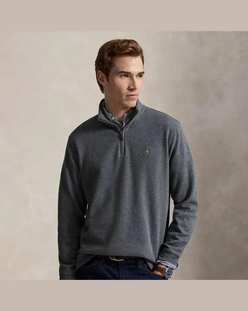 Ralph Lauren Rippenpullover mit Viertelreißverschluss Grey