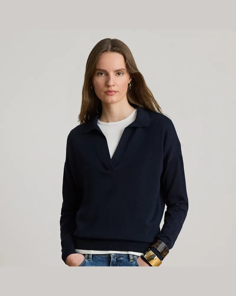 Ralph Lauren Polo-Pullover aus Baumwolle und Modal Blue