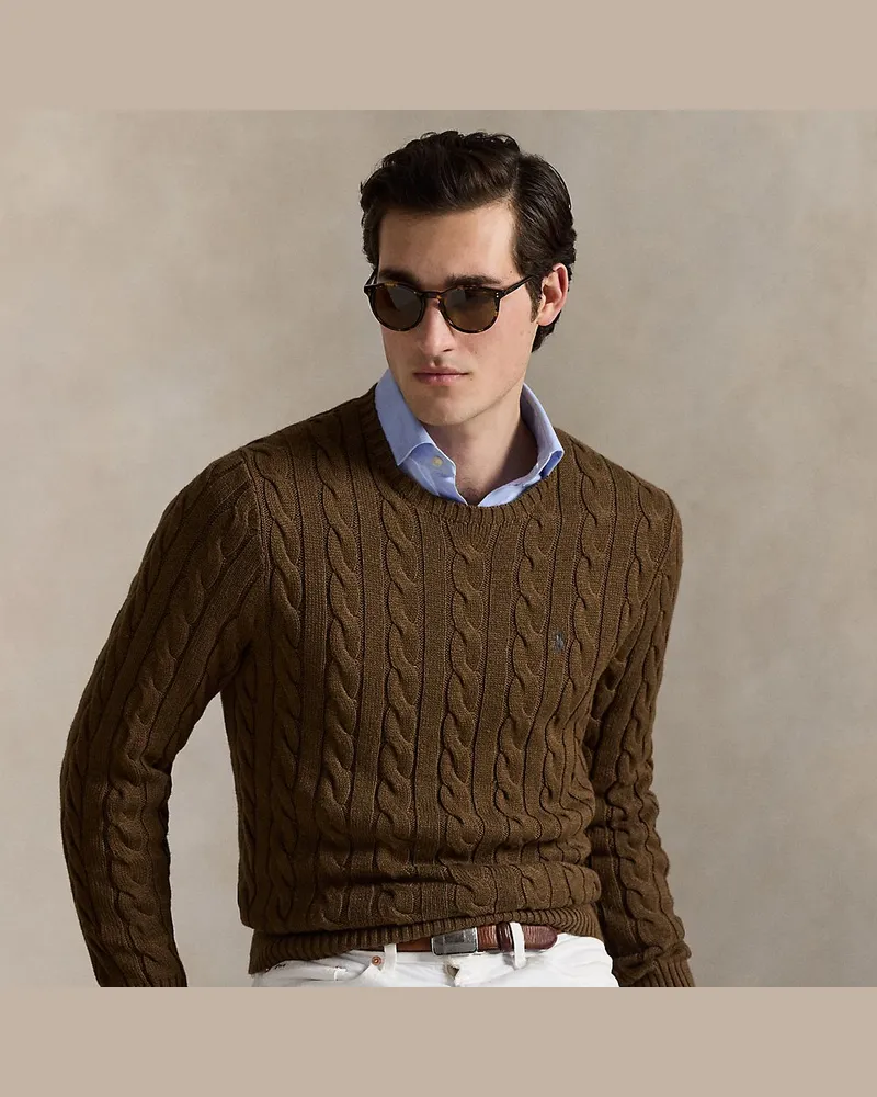 Ralph Lauren Baumwollpullover mit Zopfmuster Brown