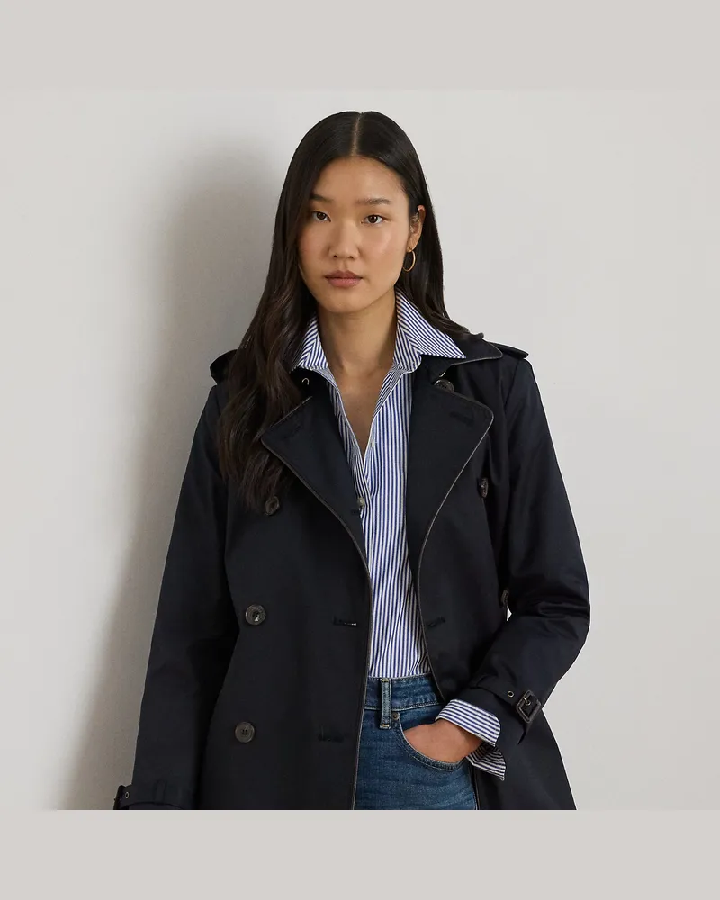 Ralph Lauren Zweireihiger Trenchcoat mit Baumwolle Blue