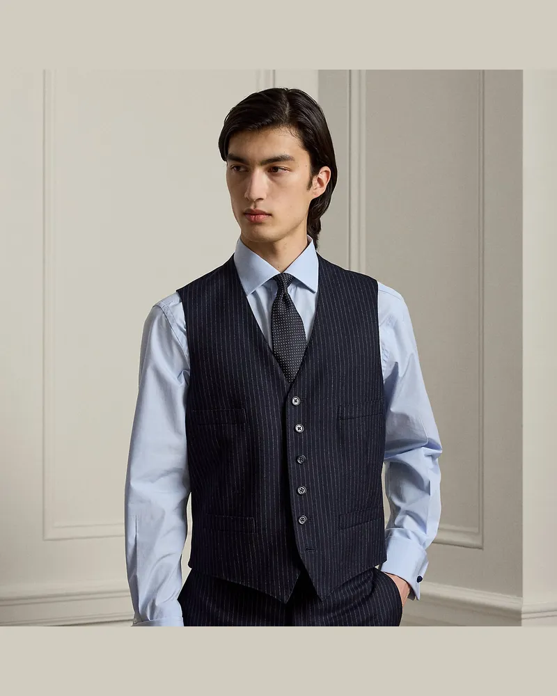Ralph Lauren Handgeschneiderte Wollweste mit Streifen Blue
