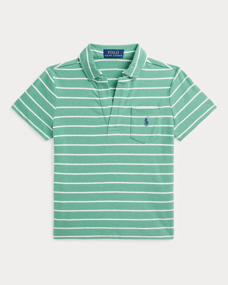 Ralph Lauren Baumwoll-Leinen-Poloshirt mit Streifen Green