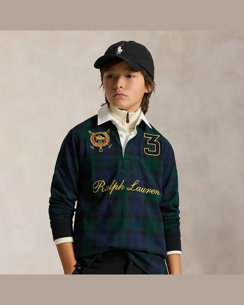 Ralph Lauren Kariertes Rugbyhemd mit Doppel-Pony-Logo Black