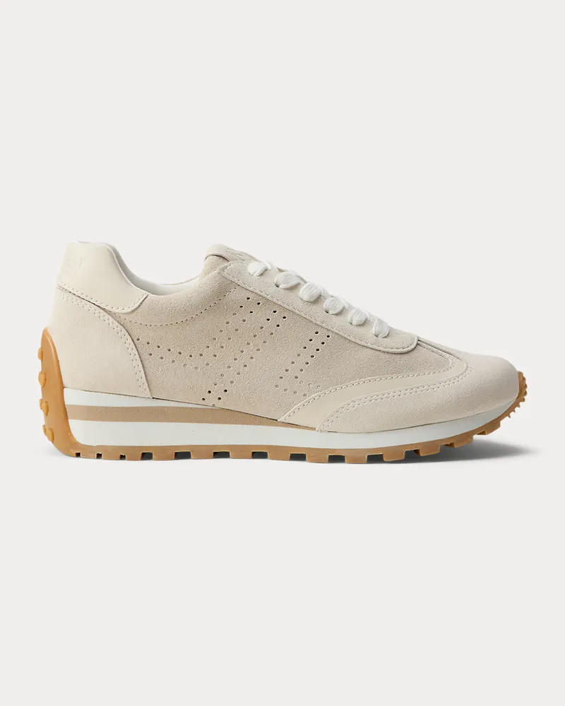 Ralph Lauren Sneaker Dani aus perforiertem Wildleder Cream