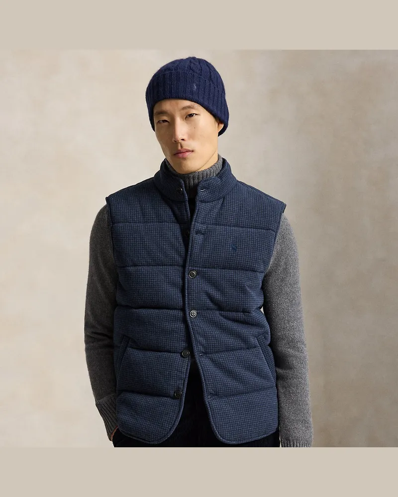 Ralph Lauren Gerippte Weste mit Hahnentrittmuster Blue