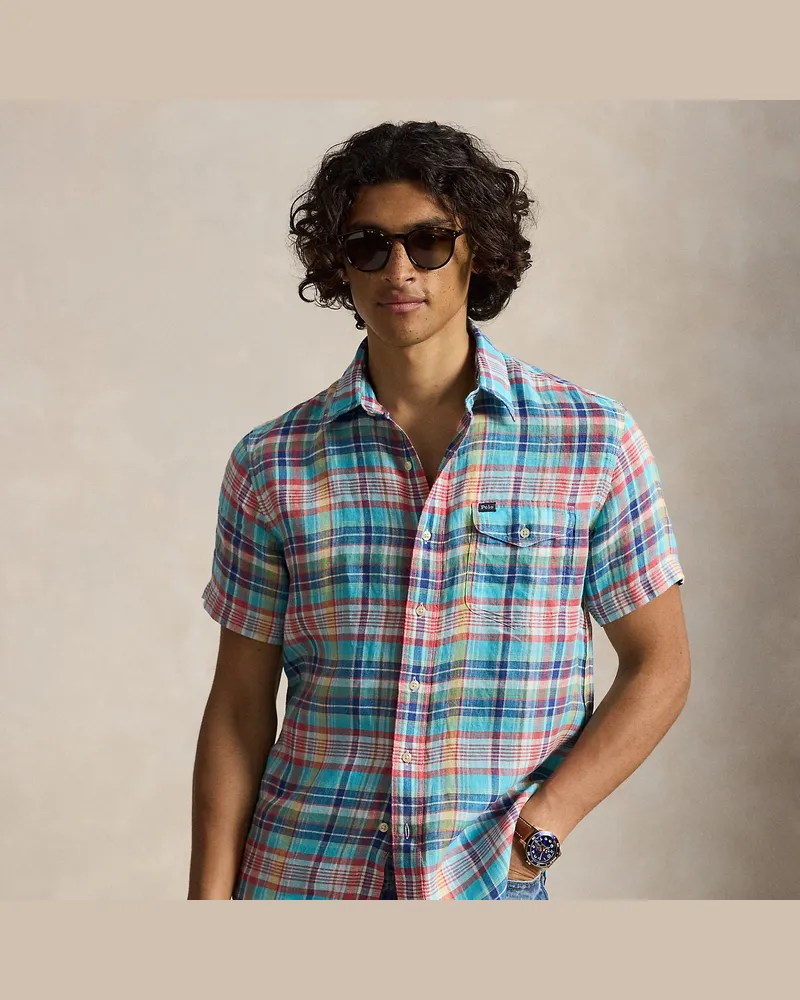 Ralph Lauren Classic-Fit Leinenhemd mit Karomuster Green