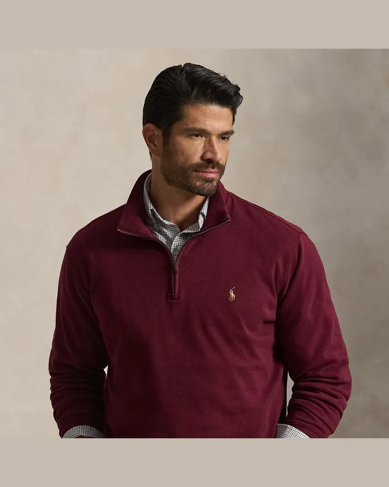 Ralph Lauren Große Größen - Rippenpullover mit Viertelreißverschluss Red