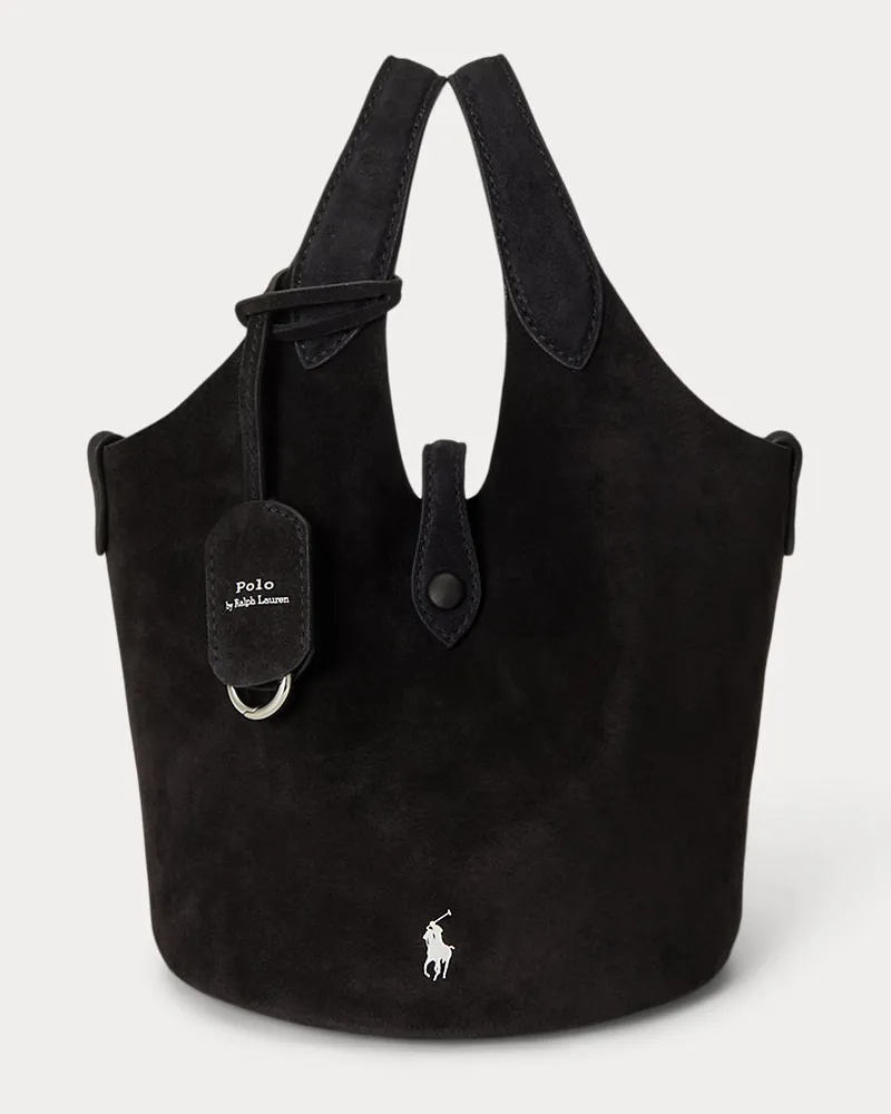 Ralph Lauren Kleine Wildleder-Tragetasche Polo Play Black