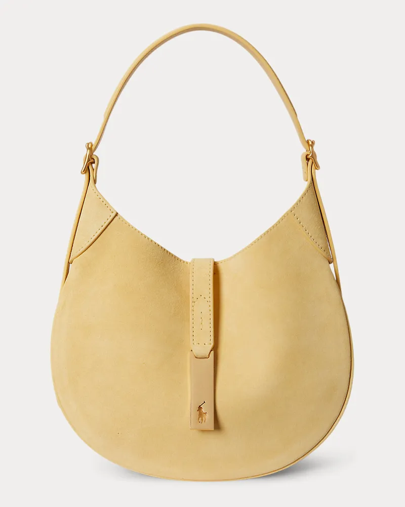 Ralph Lauren Kleine Schultertasche Polo ID aus Wildleder Yellow