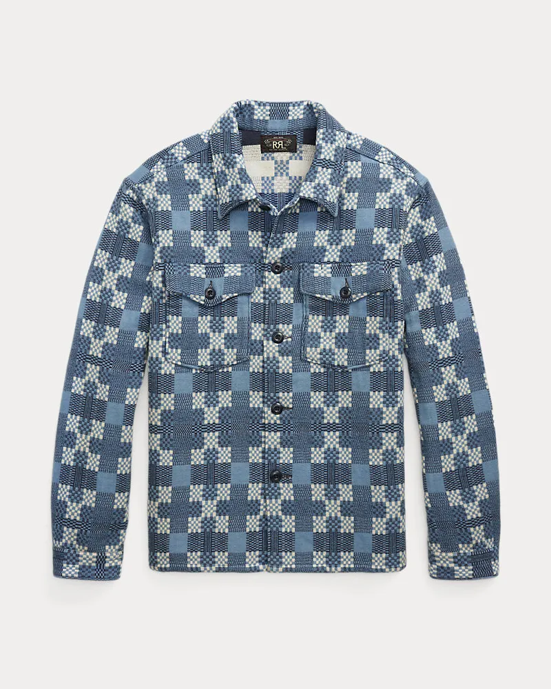 Ralph Lauren Gemusterte Jacquard-Hemdjacke Blue