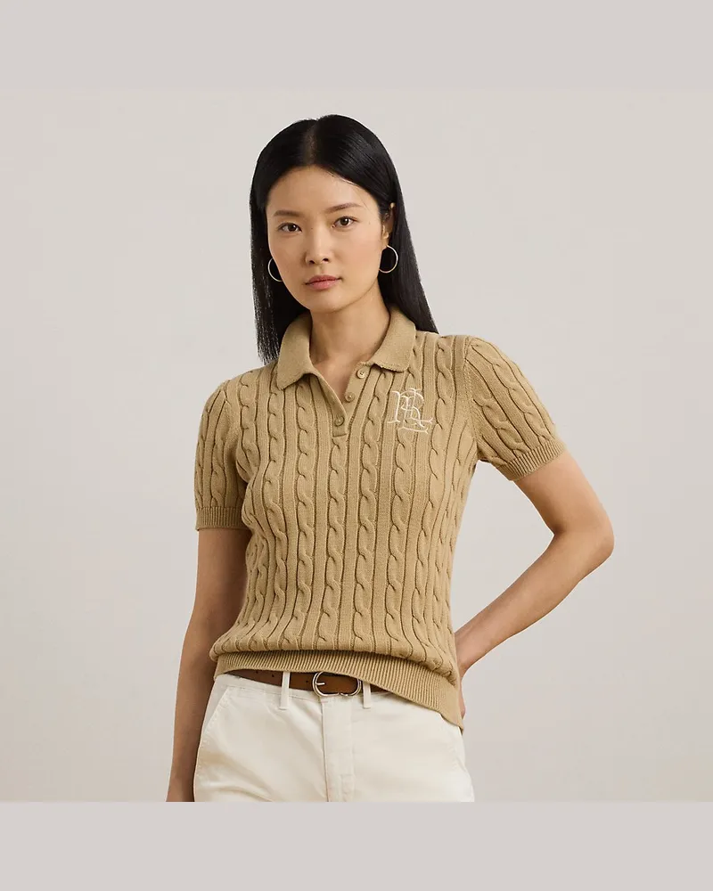 Ralph Lauren Kurzgrößen - Polo-Pullover mit Zopfmuster Tan