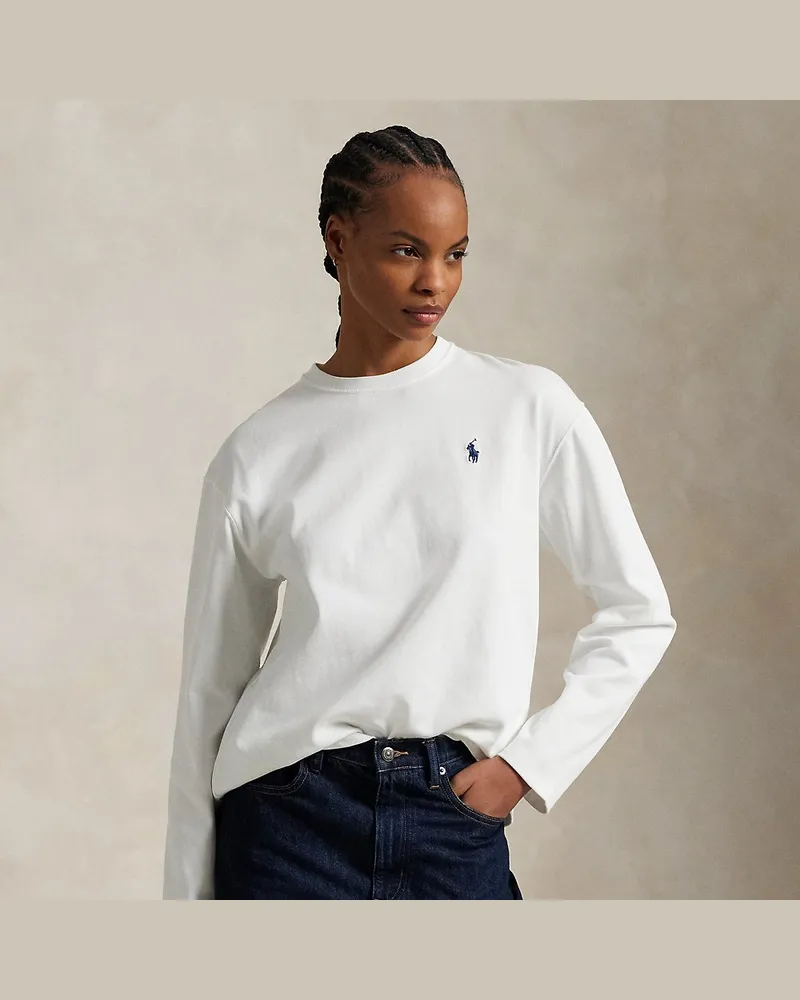 Ralph Lauren Langarm-T-Shirt aus Baumwolljersey White