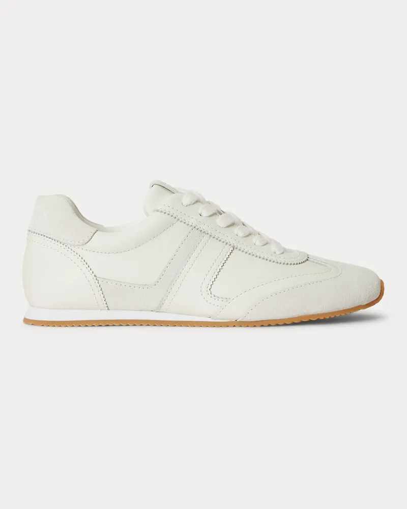 Ralph Lauren Niedriger Leder-Wildleder-Sneaker Dani White