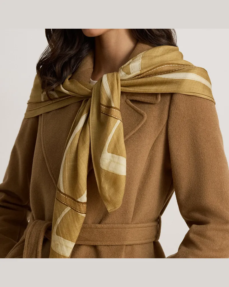 Ralph Lauren Woll-Seiden-Tuch mit Gürteldruck Tan