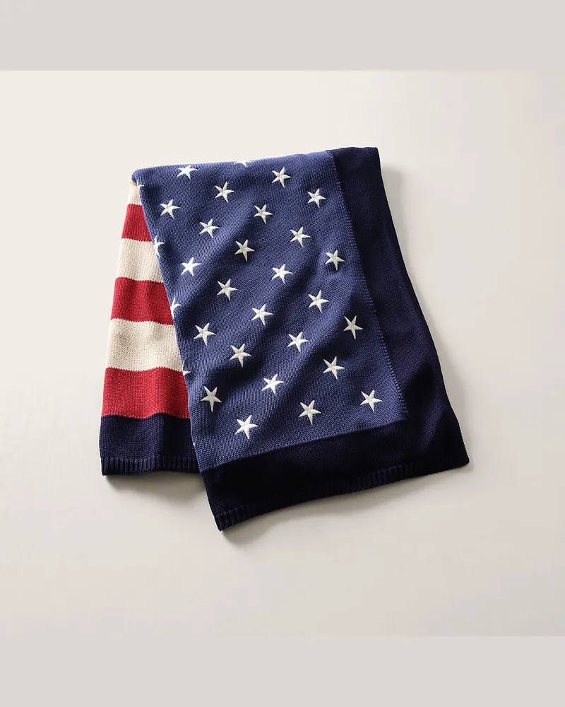 Ralph Lauren Home Baumwolldecke mit RL-Flagge Red