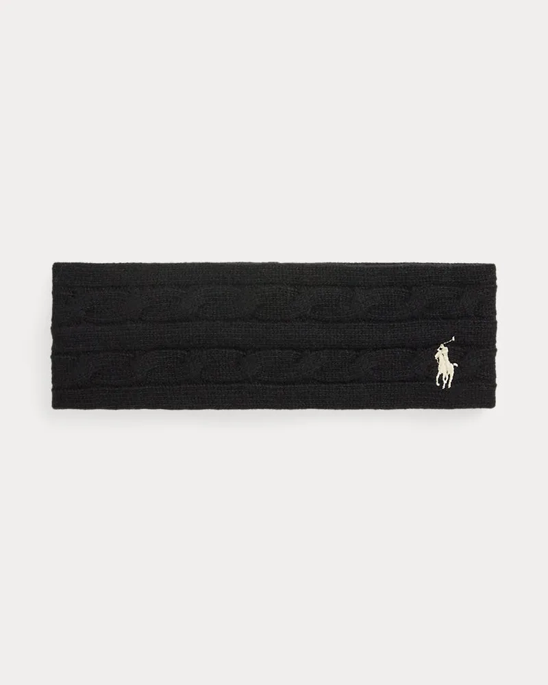 Ralph Lauren Woll-Kaschmir-Stirnband mit Zopfmuster Black