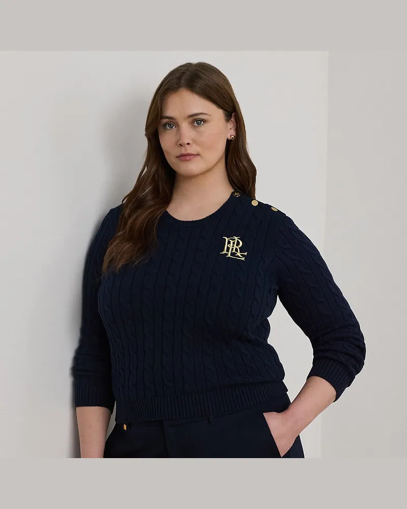 Ralph Lauren Plus Größen - Baumwollpullover mit Zopfmuster Blue