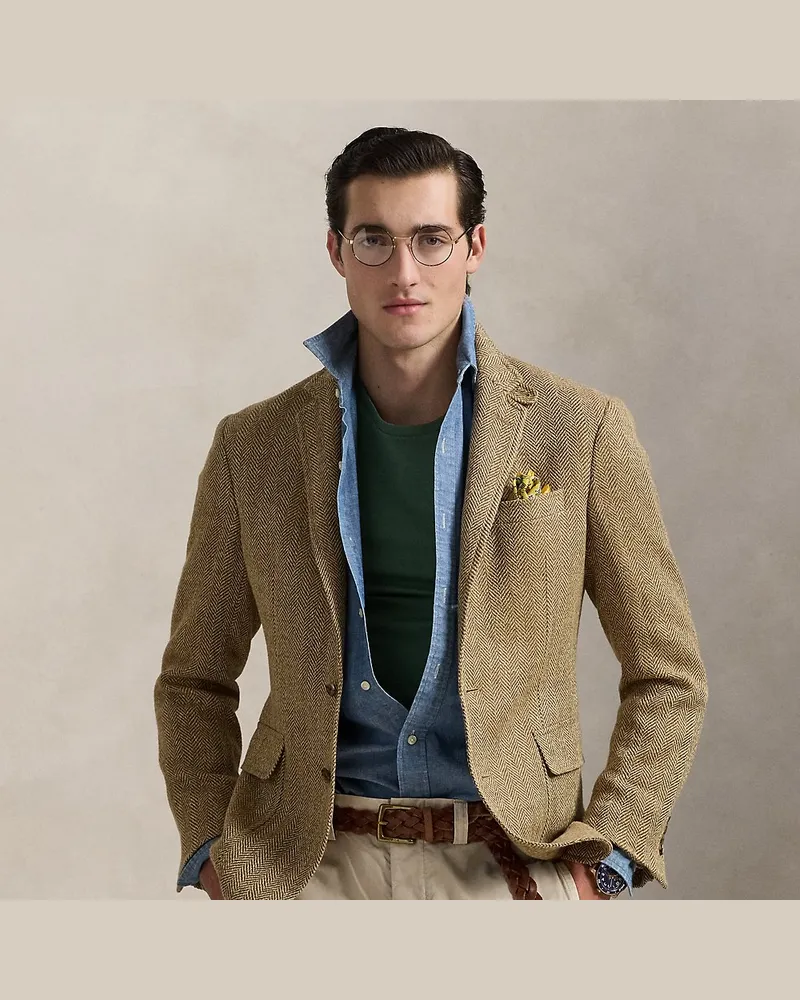 Ralph Lauren Tailored-Fit Polo-Sakko mit Fischgrat Brown