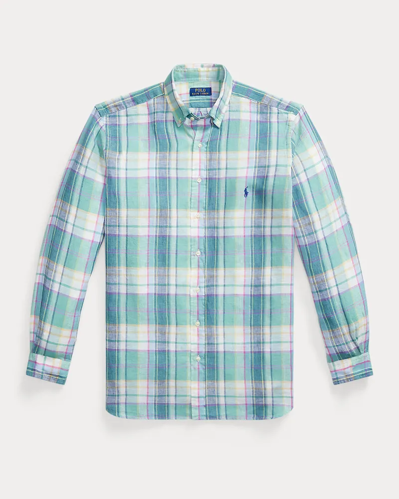 Ralph Lauren Große Größen - Kariertes Leinenhemd Green
