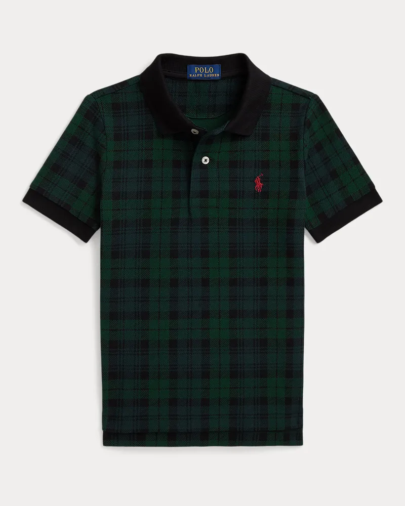 Ralph Lauren Kariertes Poloshirt aus Baumwollpiqué Black