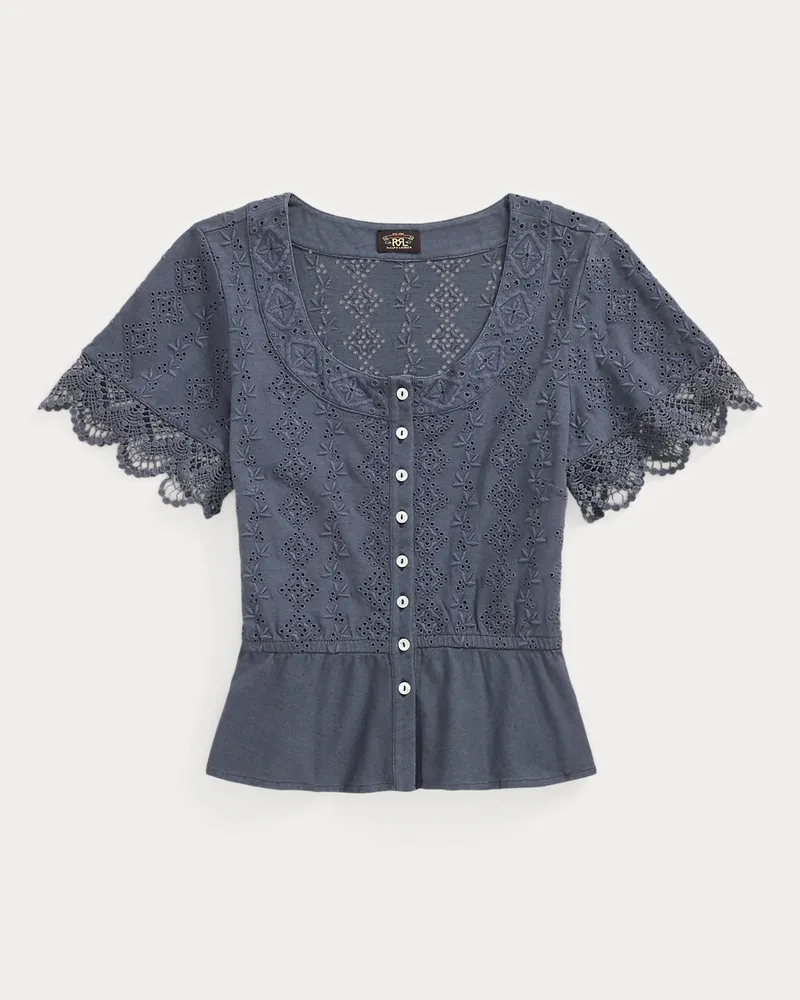 Ralph Lauren Jerseytop aus Baumwolle und Leinen Blue