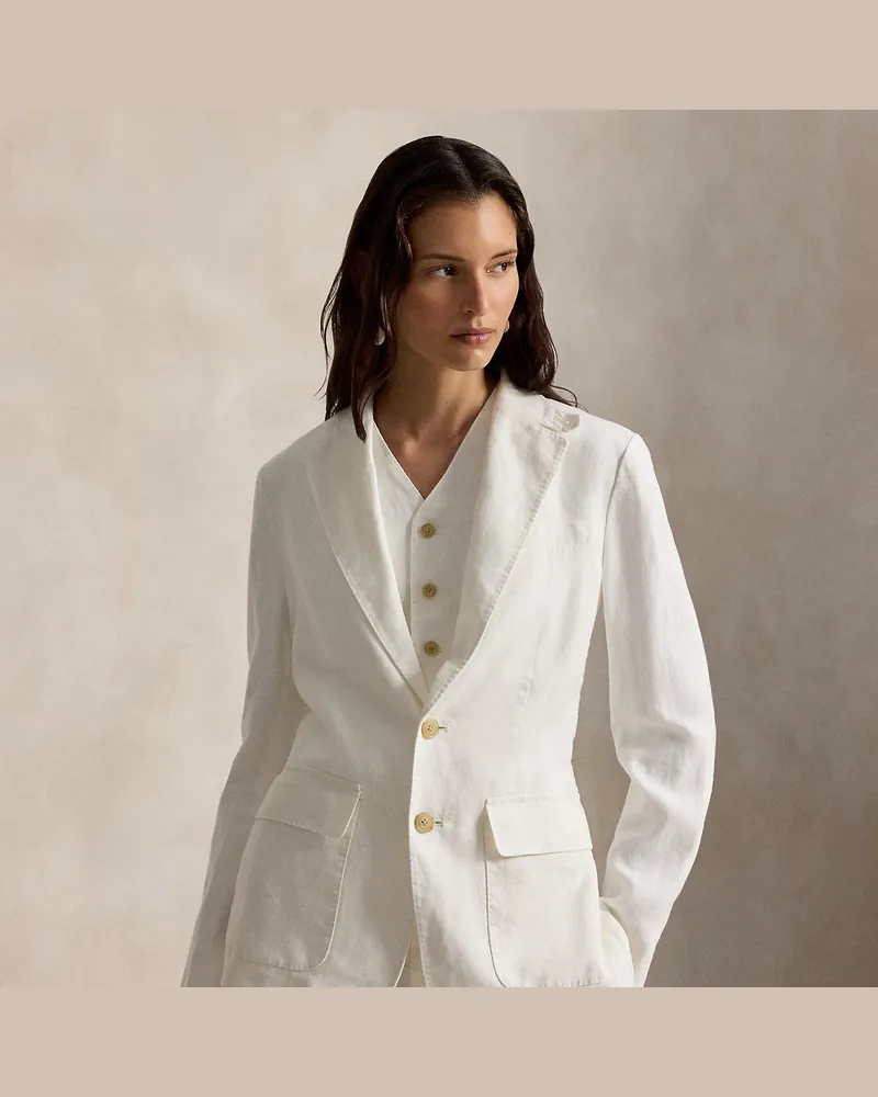 Ralph Lauren Einreihiger Leinenblazer White