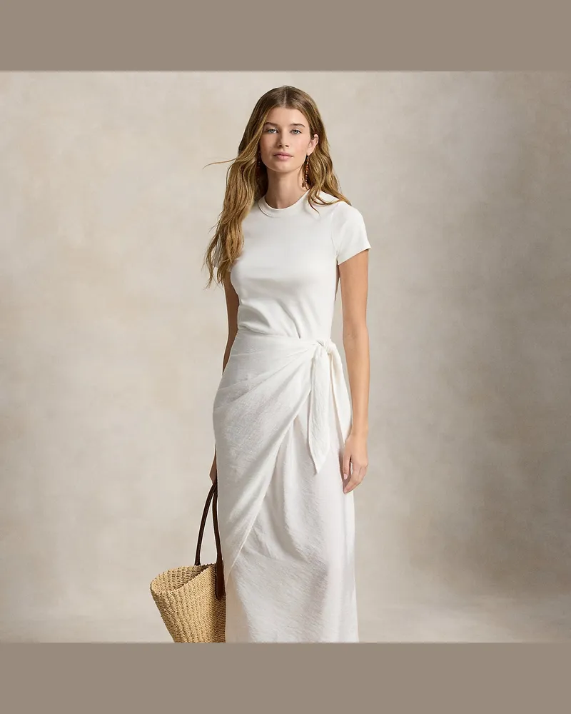 Ralph Lauren T-Shirt-Kleid in Wickeloptik White