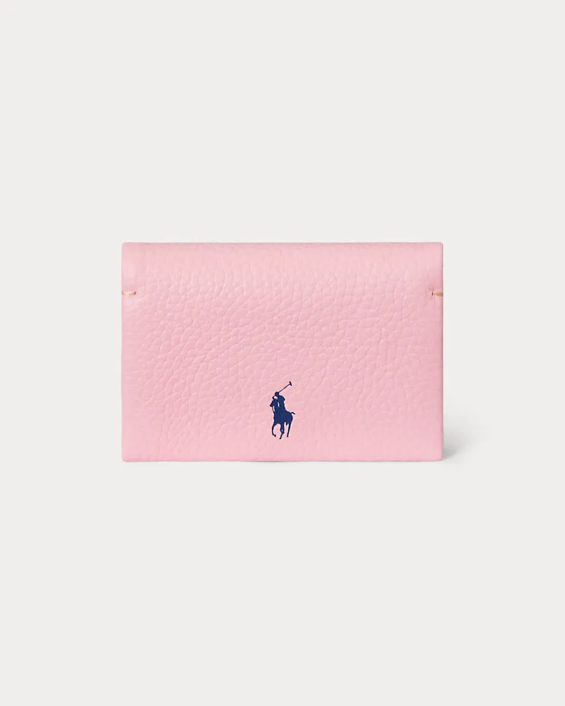 Ralph Lauren Lederkartenetui Polo Play mit Druckknopf Pink