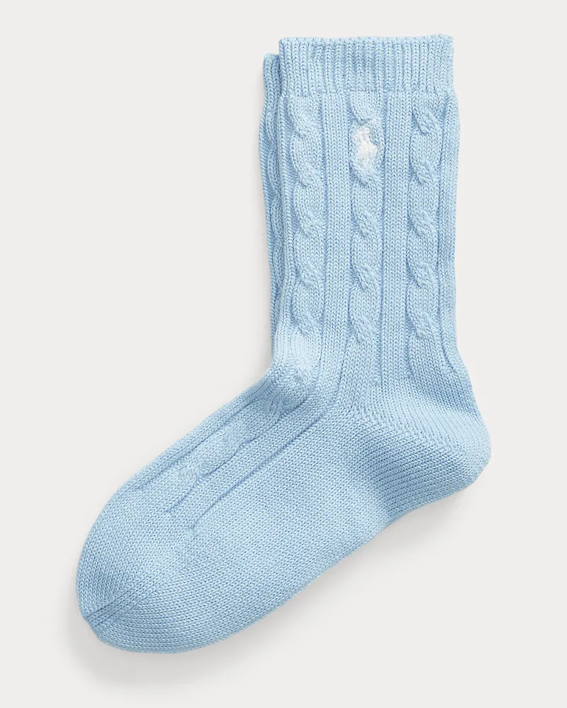 Ralph Lauren Crew-Socken mit Zopfmuster Blue