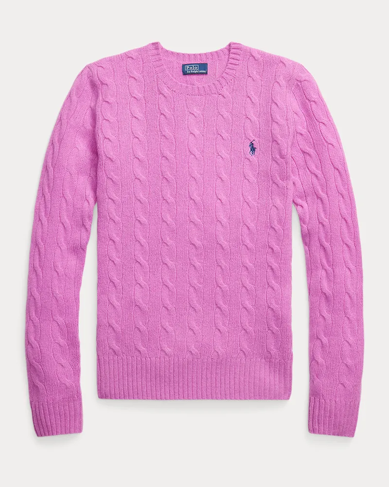 Ralph Lauren Woll-Kaschmir-Pullover mit Zopfmuster Pink
