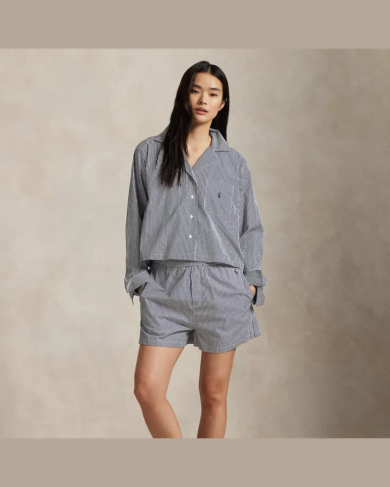 Ralph Lauren Pyjama mit kurzem Hemd und Shorts Blue