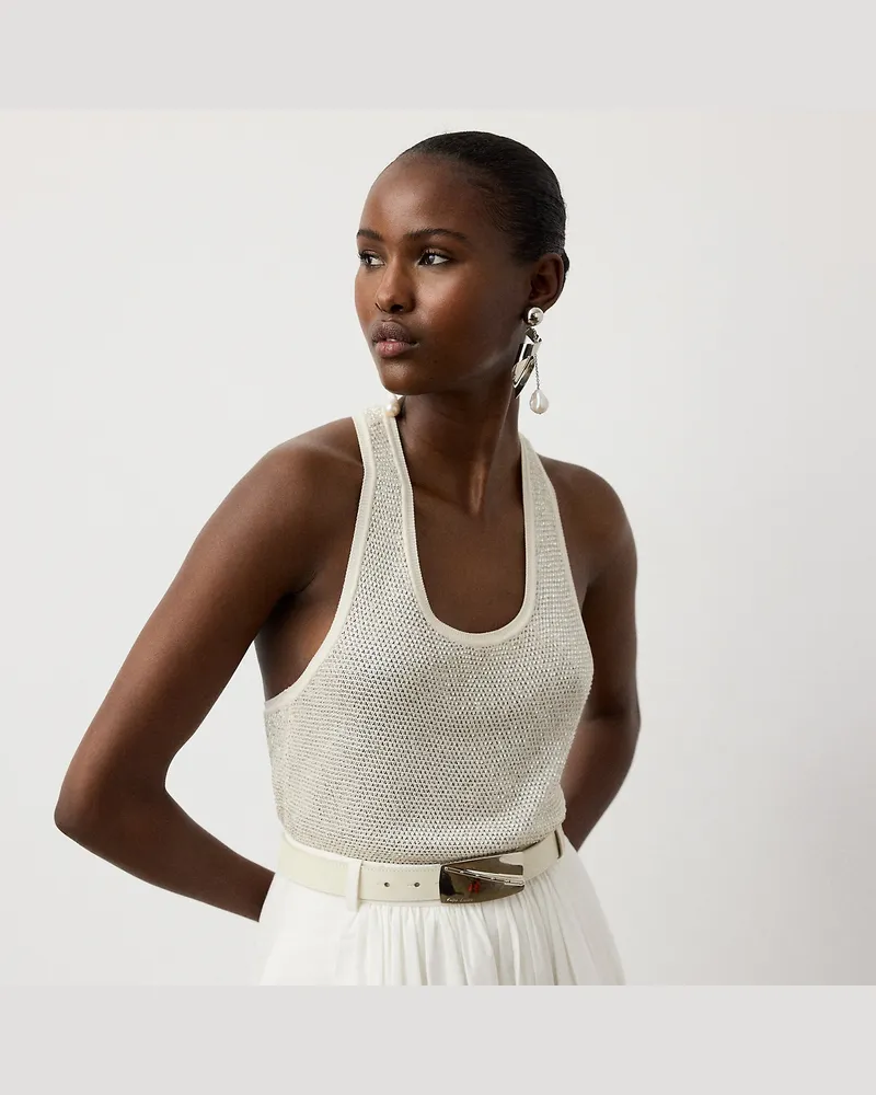 Ralph Lauren Verziertes Racerback-Sweater-Tanktop Cream