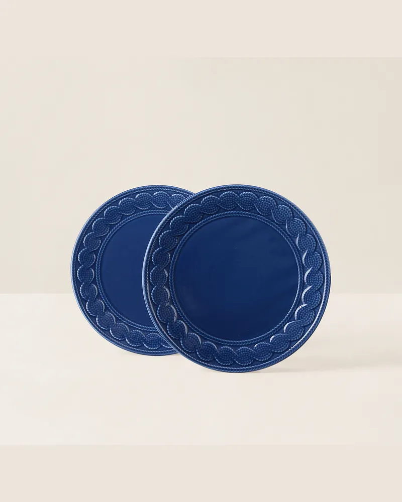 Ralph Lauren Home Keramikteller-Geschenkset mit Zopfmuster Blue