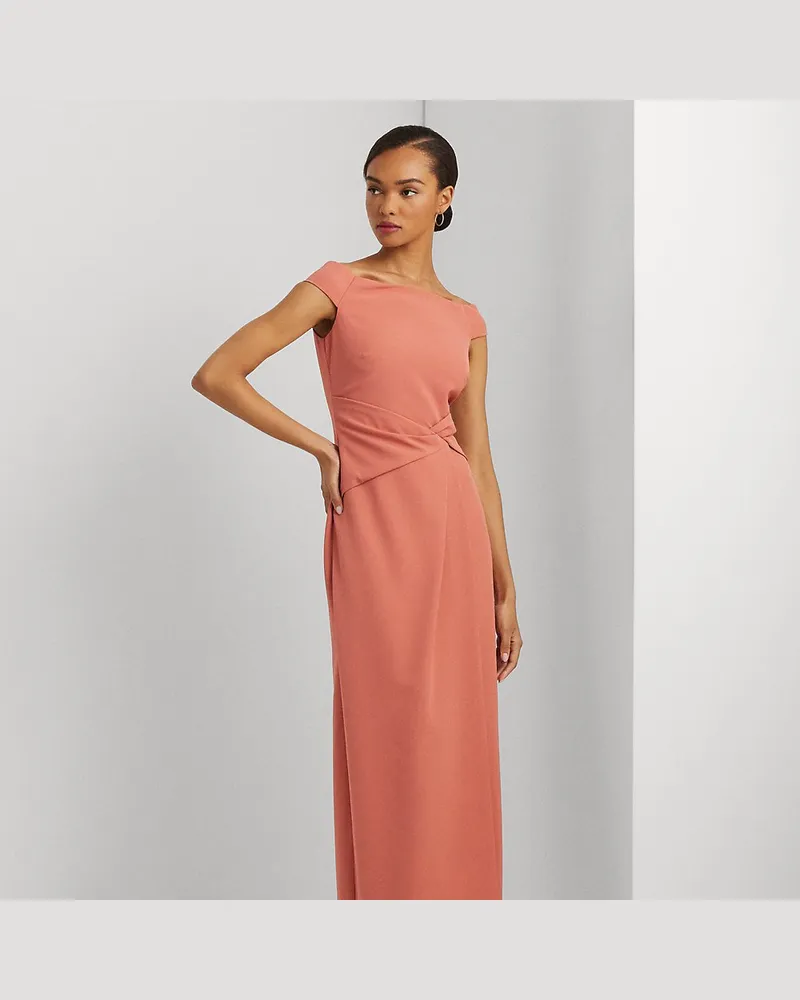 Ralph Lauren Schulterfreies Crêpe-Abendkleid Pink