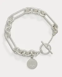 Ralph Lauren Flex-Armband aus Silber mit Logoanhänger Silver