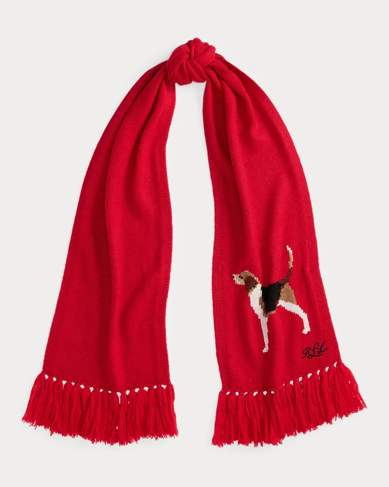Ralph Lauren Foxhound-Schal mit Quasten Red