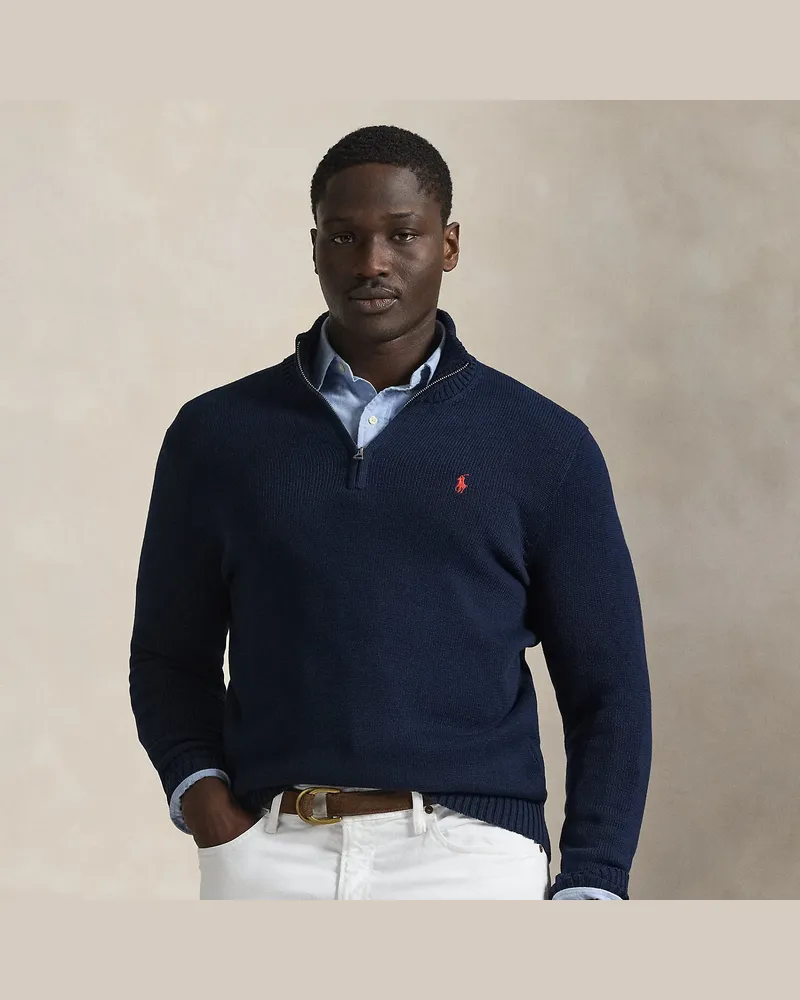 Ralph Lauren Große Größen - Baumwollpullover mit Reißverschluss Blue