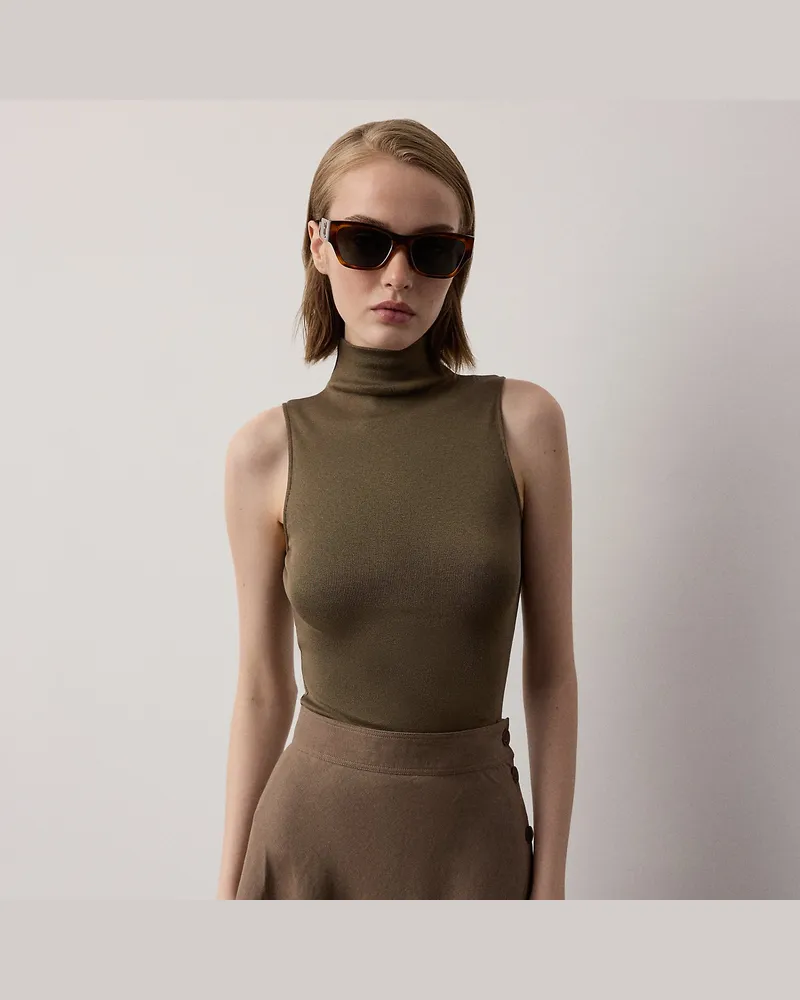 Ralph Lauren Geripptes Stretch-Seidenoberteil Naomie Brown