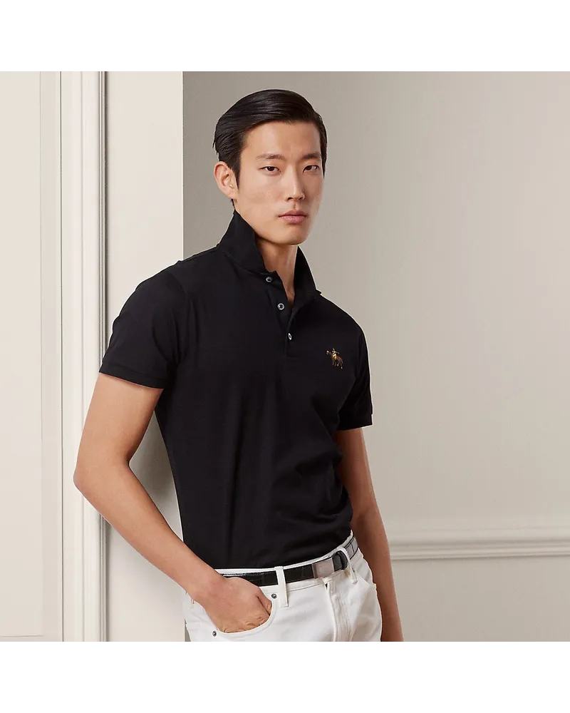 Ralph Lauren Custom-Slim-Fit Poloshirt aus Piqué Black