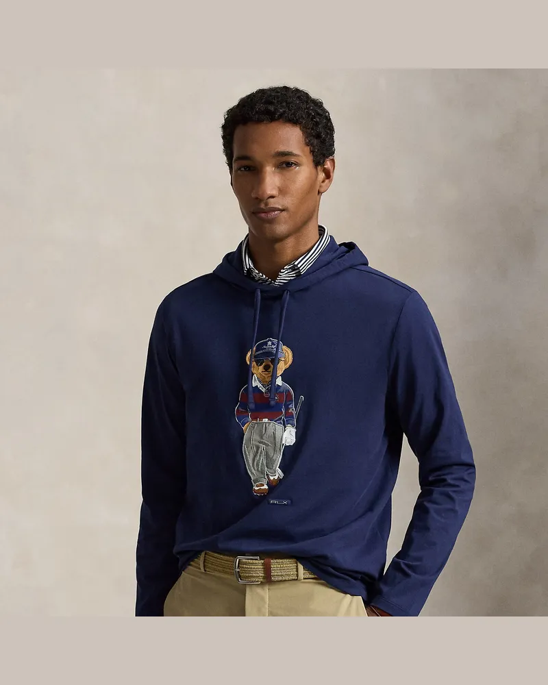 Ralph Lauren Kapuzen-T-Shirt aus Jersey mit Polo Bear Blue