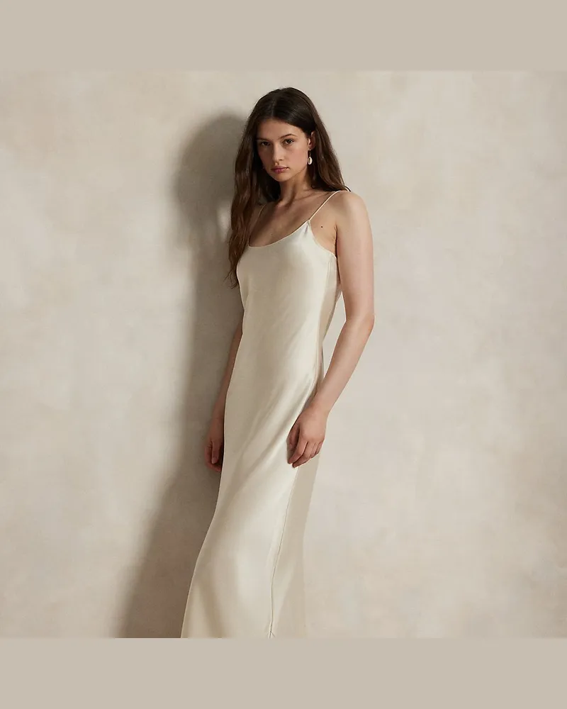 Ralph Lauren Trägerkleid aus beidseitigem Satin Tan