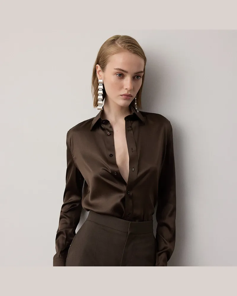 Ralph Lauren Straight-Fit Charmeuse-Hemd Cameron II Brown