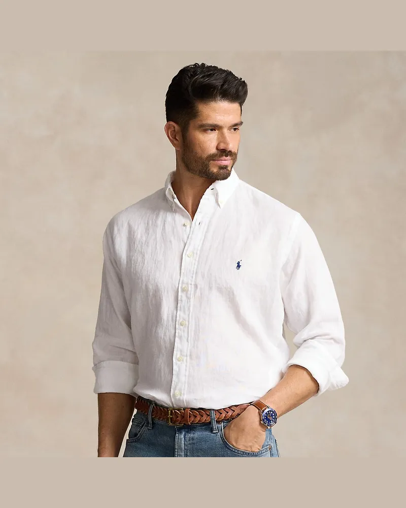 Ralph Lauren Große Größen - Leichtes Leinenhemd White