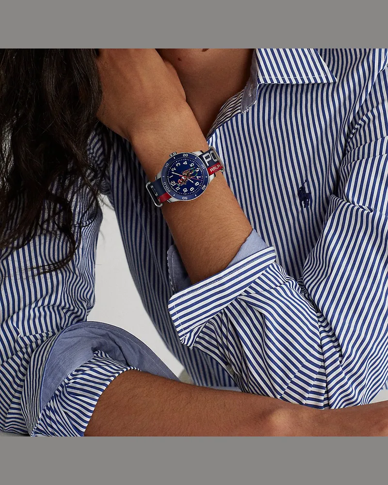 Ralph Lauren Stahl-Armbanduhr Polo Player in Blau Blue