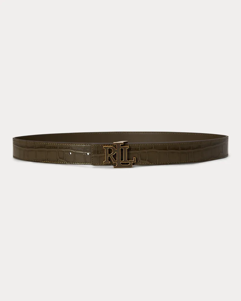 Ralph Lauren Logo-Wendegürtel mit Krokodilprägung Green