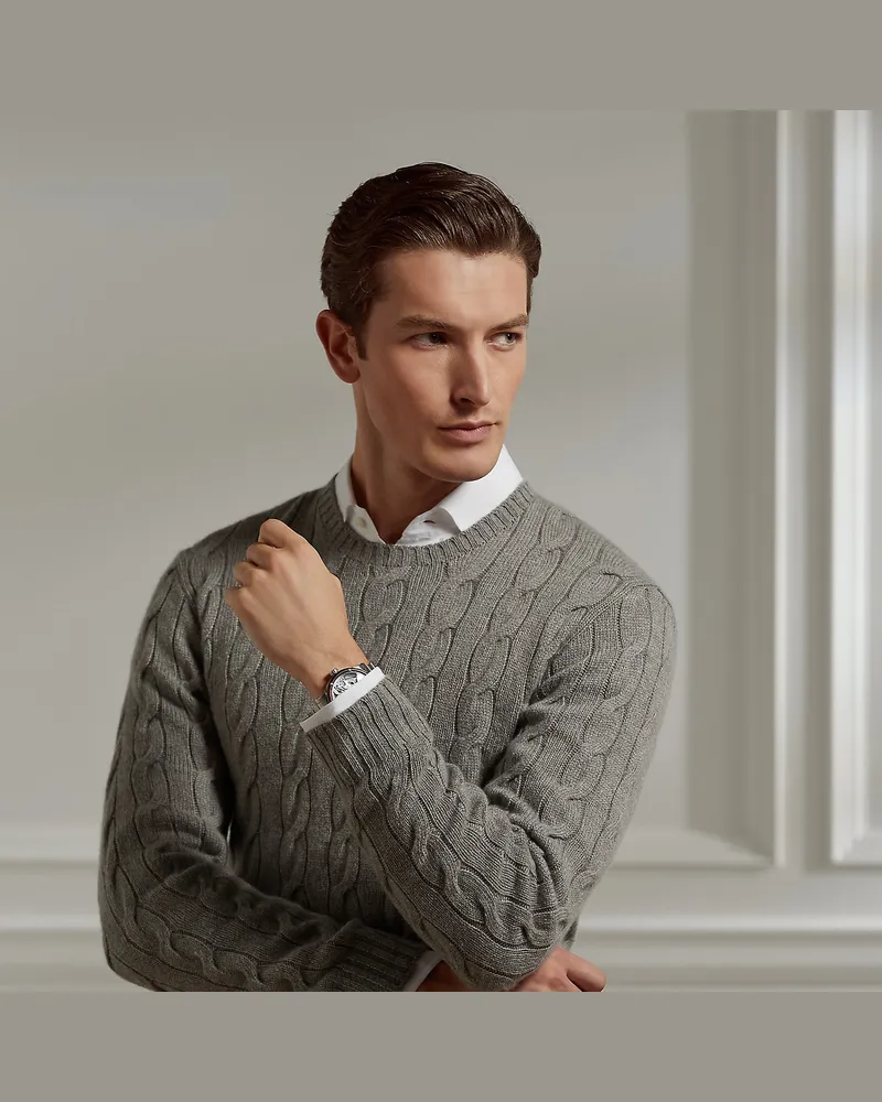 Ralph Lauren Kaschmirpullover mit Zopfmuster Grey