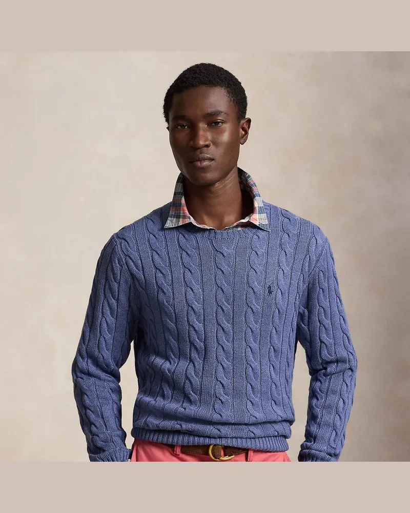 Ralph Lauren Baumwollpullover mit Zopfmuster Blue