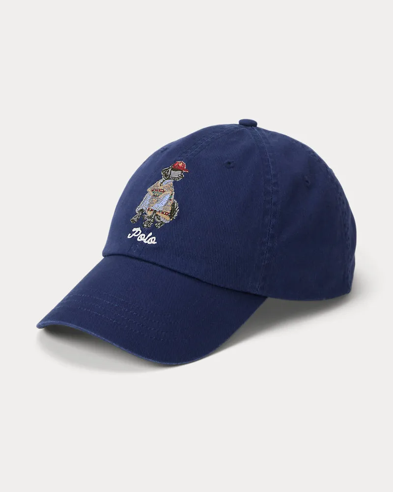 Ralph Lauren Twill-Baseballkappe mit gesticktem Hund Blue