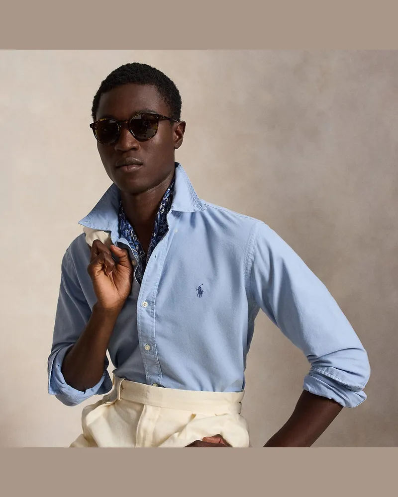 Ralph Lauren Gefärbtes Custom-Fit Oxfordhemd Blue